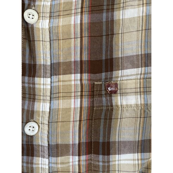 Vintage Quiksilver Short Sleeve Plaid Shirt Brown Surfing Y2K Size Medium - Picture 2 of 7